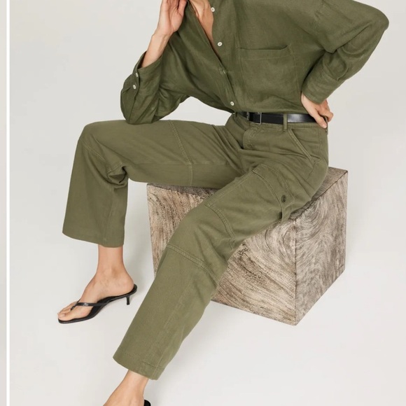 REFORMATION Bailey Utility Pants In Army Green - Picture 3 of 14